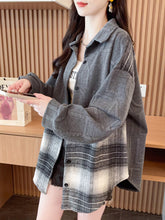レディース シャツジャケット 春秋新作 韓国風デザイン 切り替えデザイン ミドル丈 カーディガンタイプ オーバーサイズ ゆったりシルエット レトロカジュアル おしゃれ 万能コーデ デイリー トレンドトップス NY013