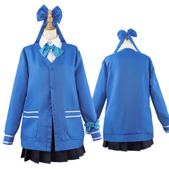【清楚系】プレッピースタイル 制服風コーディネート 白ブラウス 紺プリーツスカート Vネ CG1651WZP