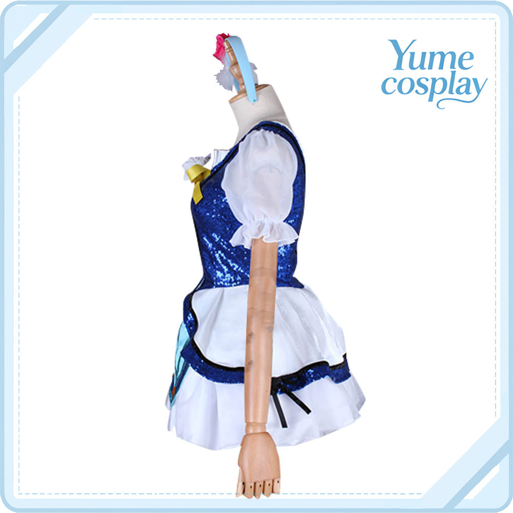 ラブライブ！サンシャイン!!　弾ける笑顔　WATER　BLUE　NEW　WORLD　国木田花丸UR　覚醒後　コスプレ衣装　DM642