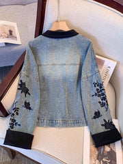 レディース ジャケット 春新作 国風デザイン 盤扣ディテール 立ち襟 刺繍装飾 ショート丈デニムジャケット 上品エレガント 体型カバー ゆったりシルエット カジュアル おしゃれ トレンド人気アウター NY057